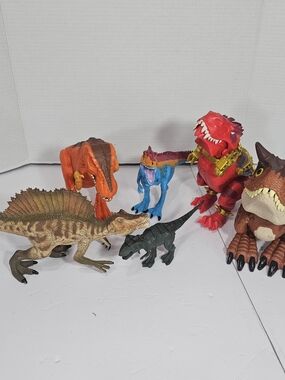 Dinosaur Action Figure Lot of 6 Jurassic World Mattel Spinosaurus & Gigantosaur